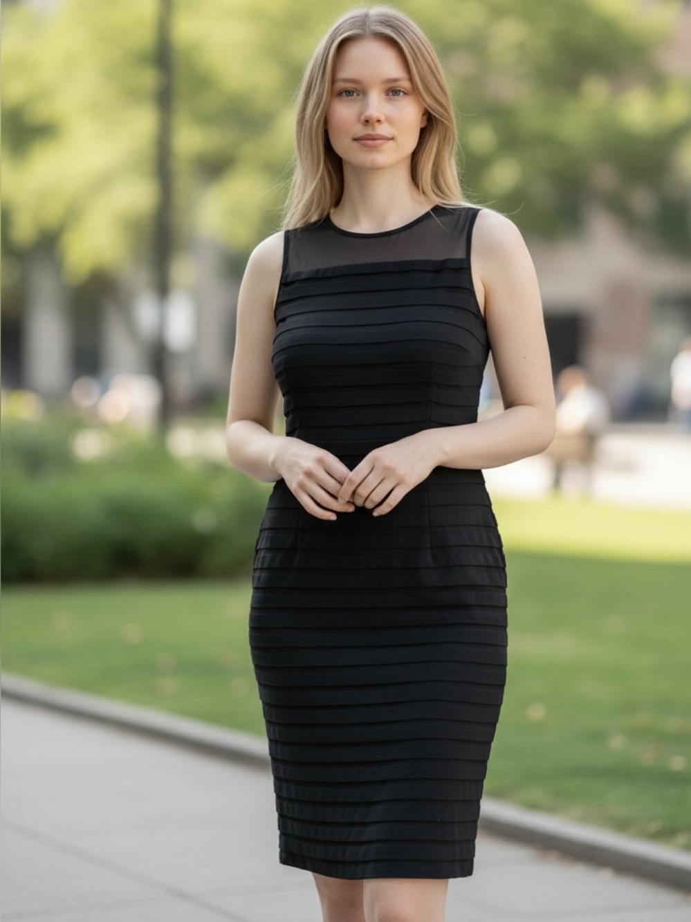 Adrianna Papell Classic Black Sleeveless Sheath Dress size 12
